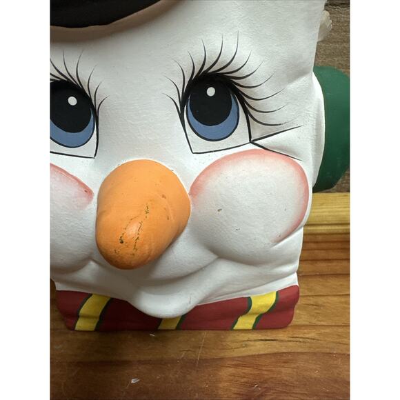 ceramic luminary bag snowman with top hat 9” - Picture 2 of 7